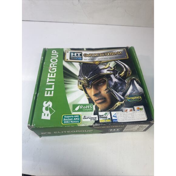 ECS HT2000 GeForce 6100SM-M (V1.0/1.0A) Motherboard + Extras - NEW - Picture 1 of 6